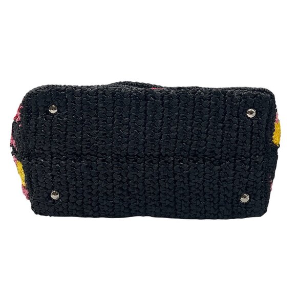Prada Black Multi Raffia Circle Tote - Picture 5 of 12